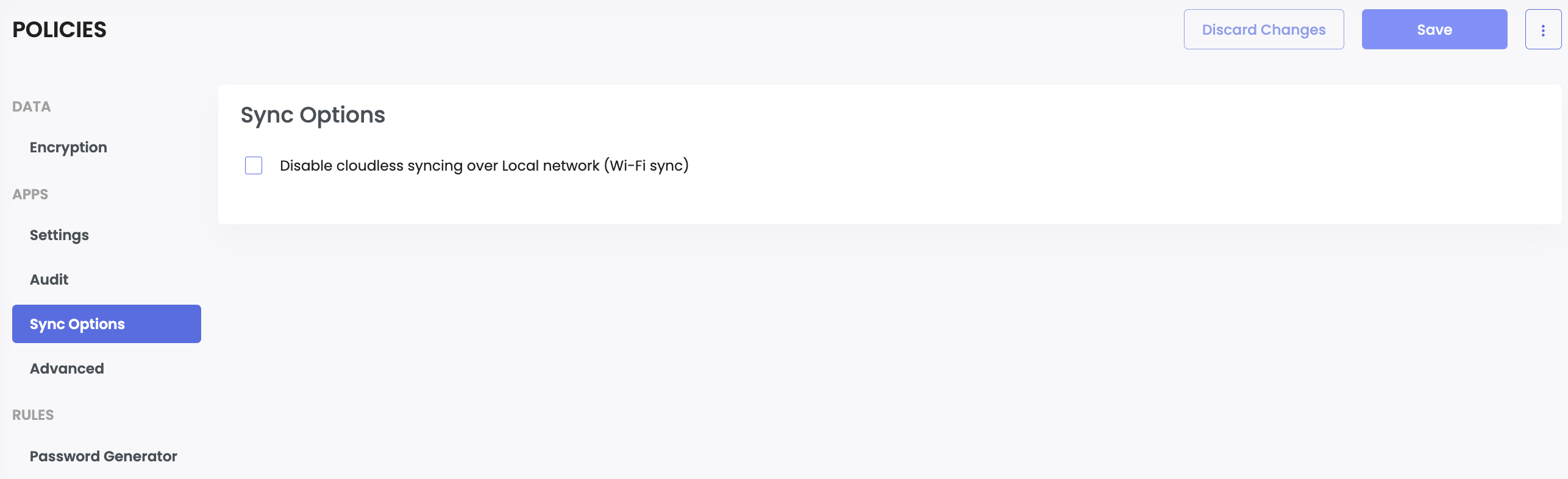 Sync Options